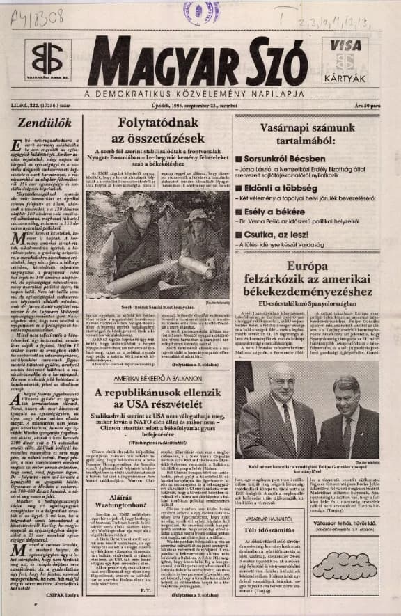 Magyar Szó, 52. évf. 1995. szeptember 23. 222. sz. 1–16. oldal