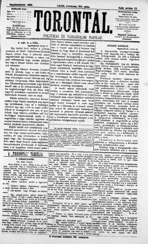 Torontál, 23. évf. 1894. október 23. 243. sz.