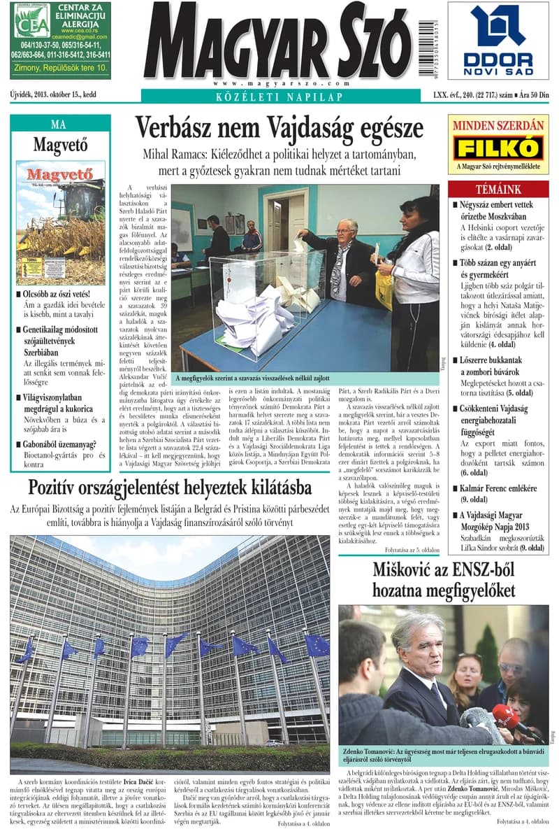 Magyar Szó, 70. évf. 2013. október 15. 240. sz. 1–20. oldal
