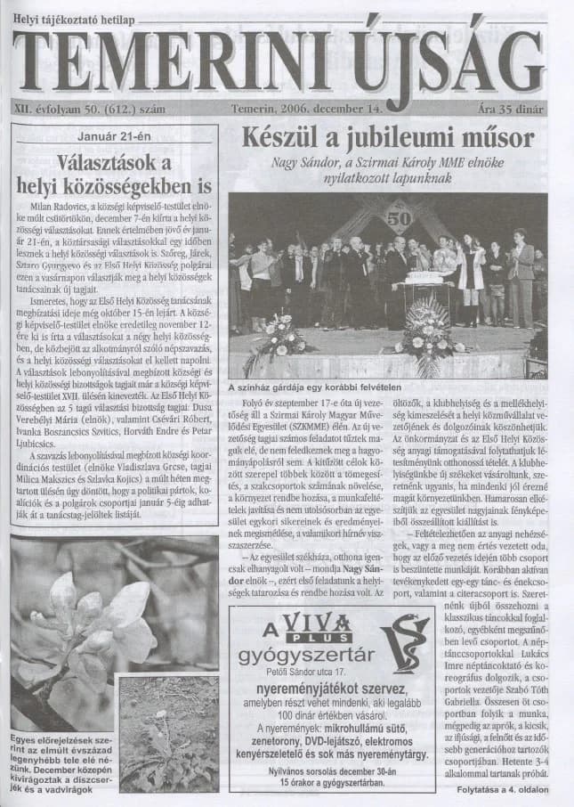 Temerini Újság, 12. évf. 2006. december 14. 50. sz.