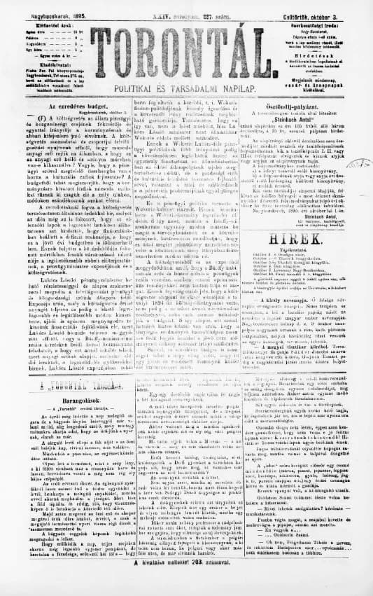 Torontál, 24. évf. 1895. október 3. 227. sz.