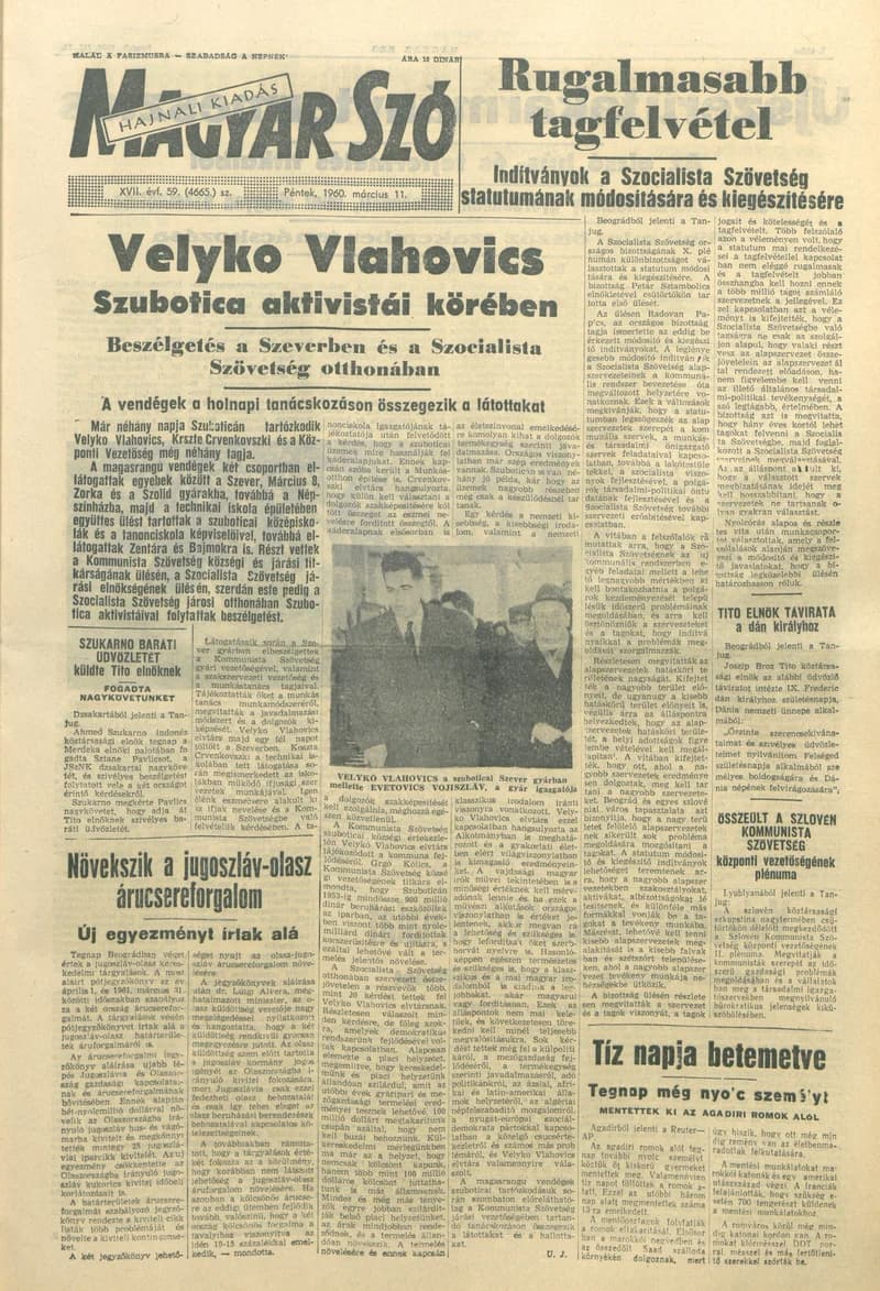 Magyar Szó, 17. évf. 1960. március 11. 59. sz. 1–20. oldal