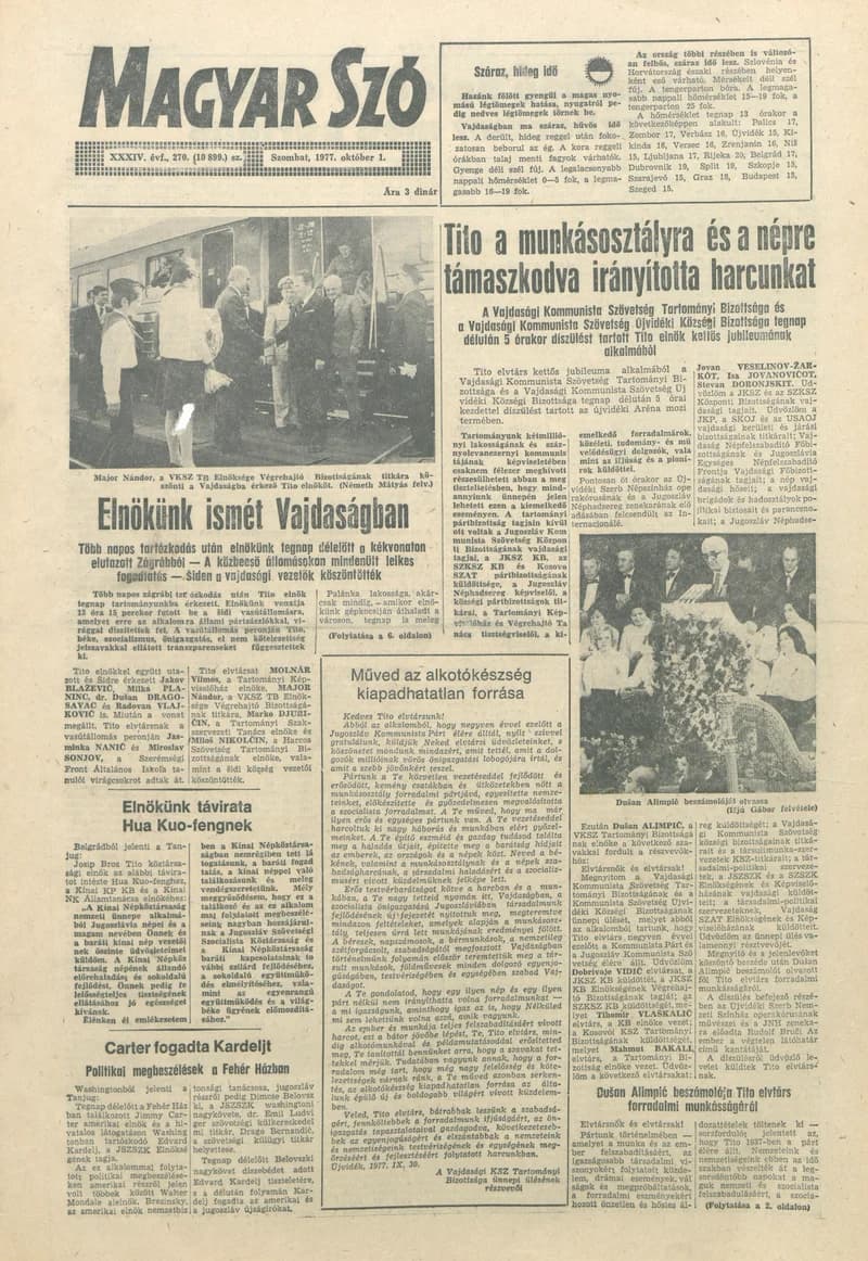 Magyar Szó, 34. évf. 1977. október 1. 270. sz.