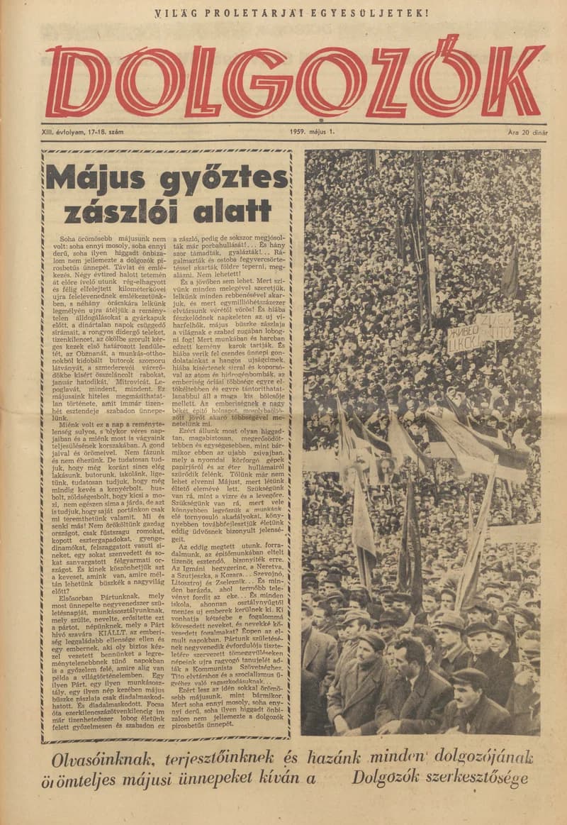 Dolgozók, 13. évf. 1959. május 1. 17–18. sz.