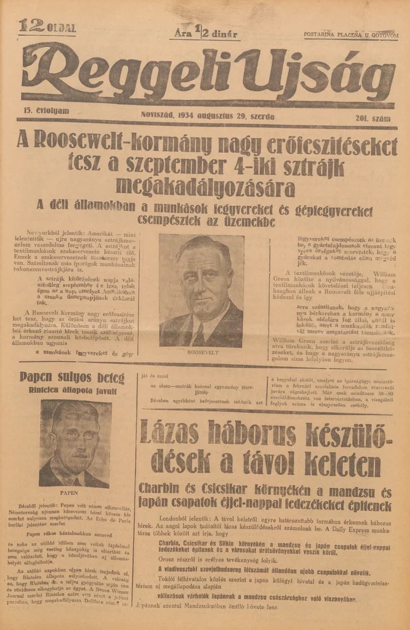Reggeli Újság, 15. évf. 1934. augusztus 29. 201. sz.