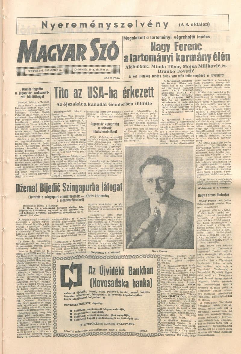 Magyar Szó, 28. évf. 1971. október 28. 297. sz. 1–16. oldal