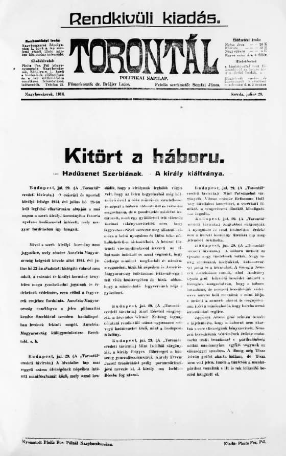 Torontál, 43. évf. 1914. július 28. 169. sz.