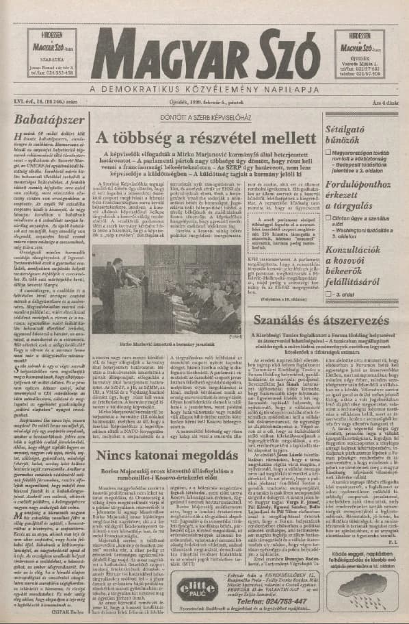 Magyar Szó, 56. évf. 1999. február 5. 28. sz. 1–16. oldal