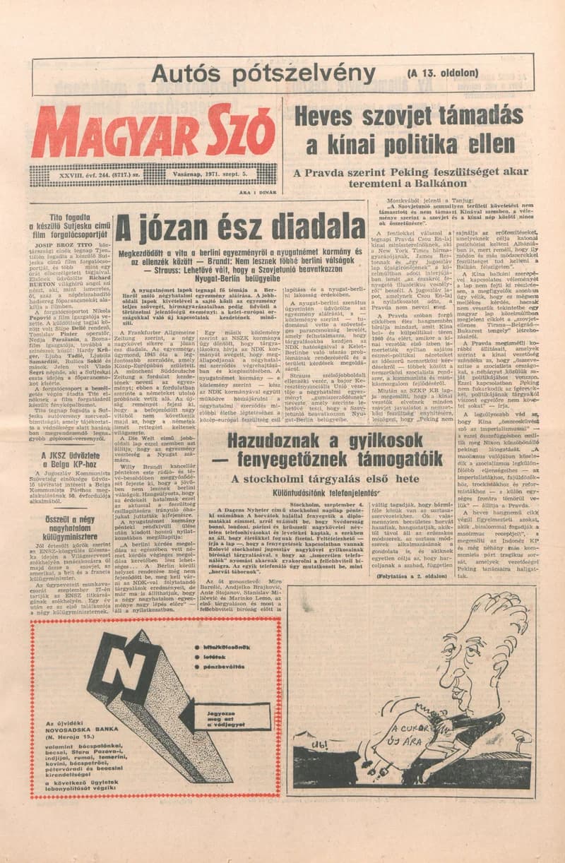 Magyar Szó, 28. évf. 1971. szeptember 5. 244. sz. 1–32. oldal
