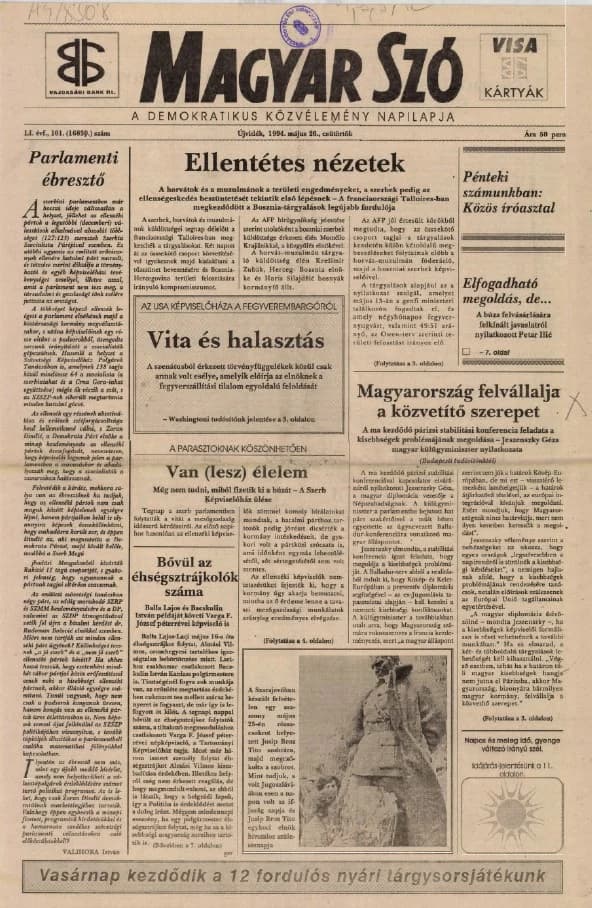 Magyar Szó, 51. évf. 1994. május 26. 101. sz. 1–16. oldal