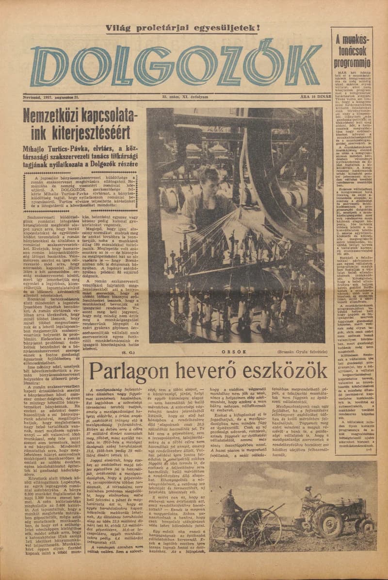 Dolgozók, 11. évf. 1957. augusztus 31. 35. sz.
