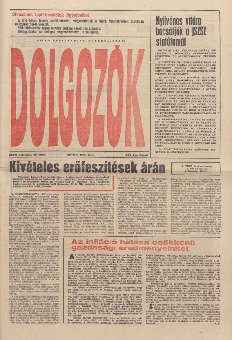 Dolgozók, 28. évf. 1974. október 4. 40. sz.