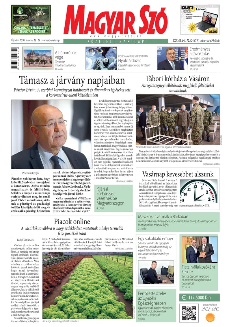 Magyar Szó, 77. évf. 2020. március 28. – 29. 72. sz. 1–32. oldal