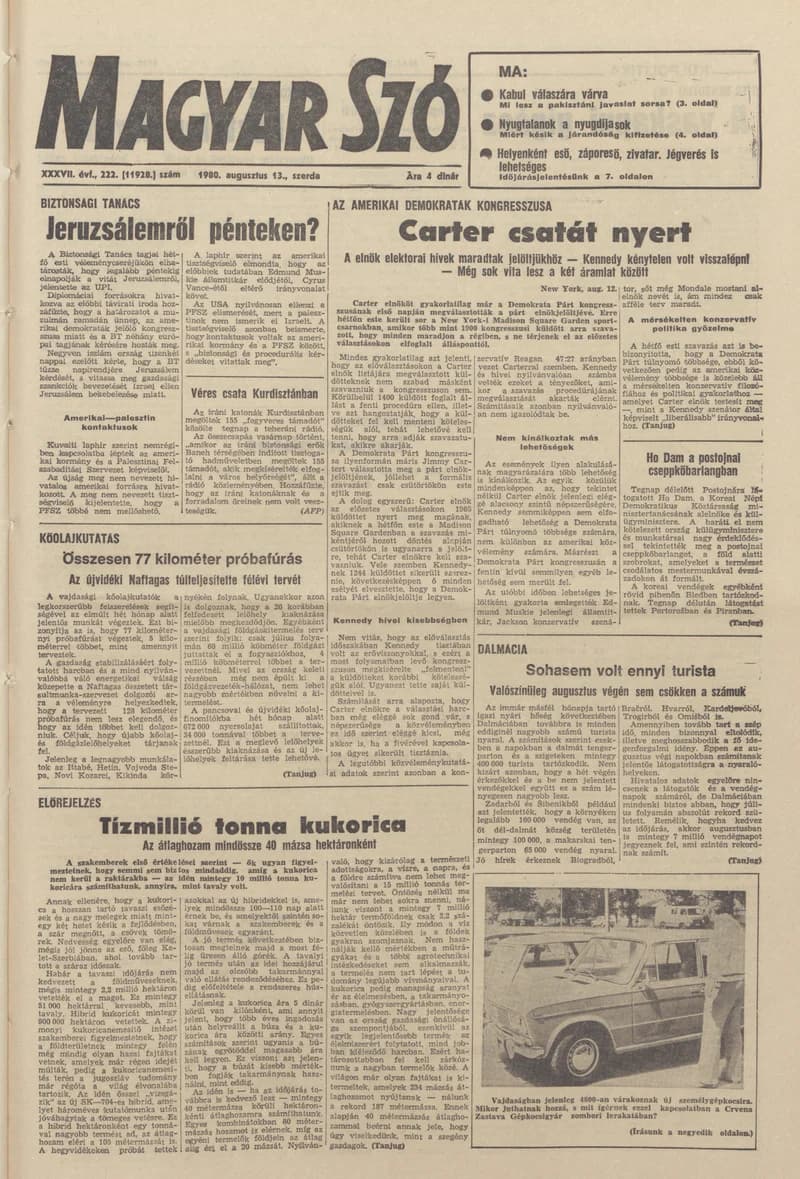 Magyar Szó, 37. évf. 1980. augusztus 13. 222. sz. 1–16. oldal