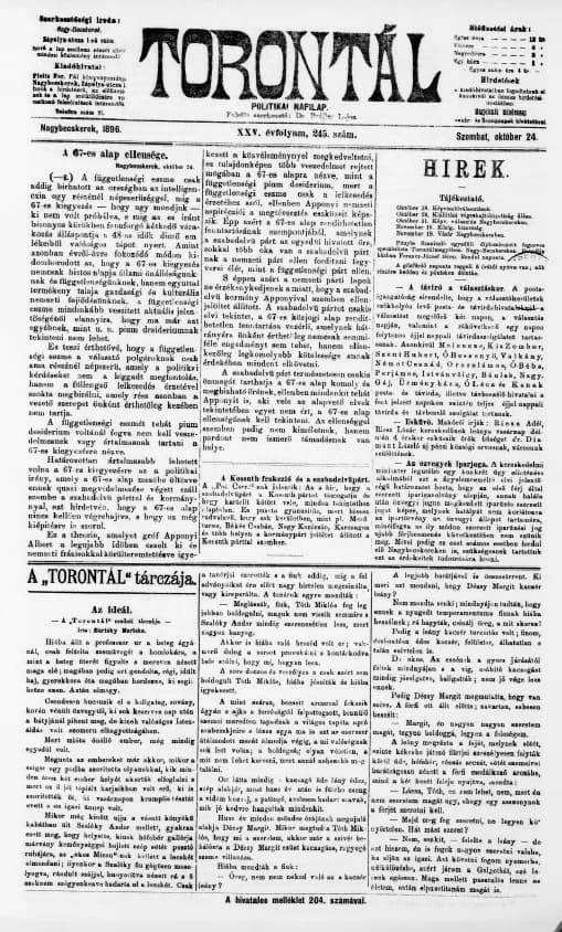 Torontál, 25. évf. 1896. október 24. 245. sz.