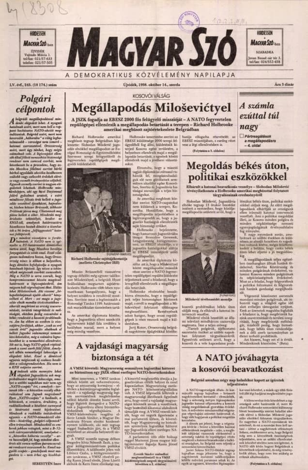 Magyar Szó, 55. évf. 1998. október 14. 245. sz. 1–16. oldal