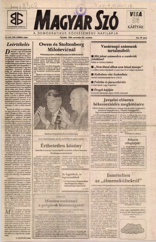 Magyar Szó, 51. évf. 1994. november 26. 259. sz. 1–16. oldal