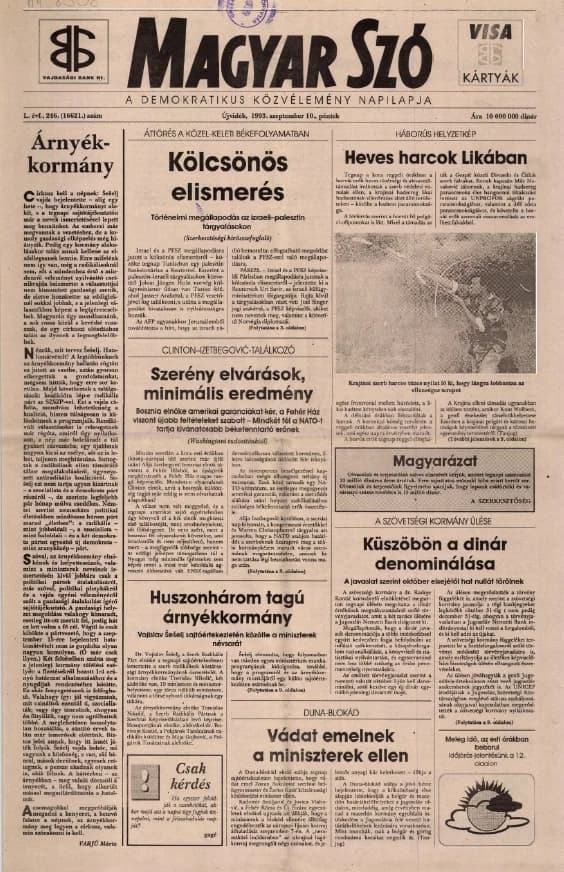 Magyar Szó, 50. évf. 1993. szeptember 10. 246. sz. 1–16. oldal