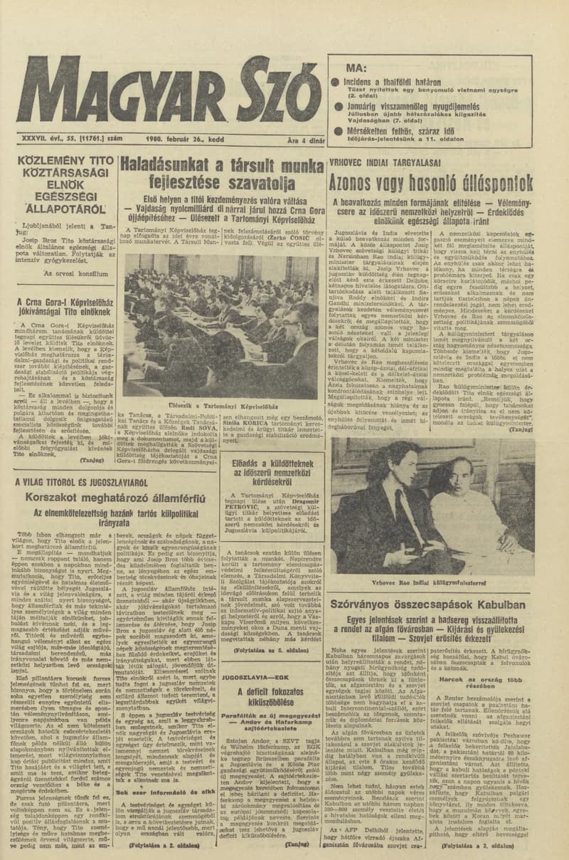 Magyar Szó, 37. évf. 1980. február 26. 55. sz. 1–20. oldal