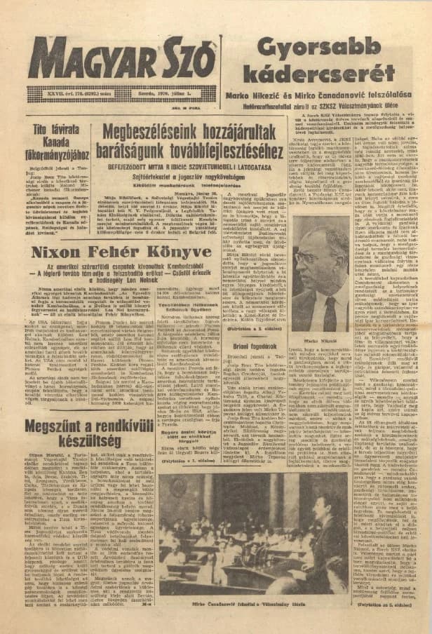 Magyar Szó, 27. évf. 1970. július 1. 178. sz. 1–16. oldal