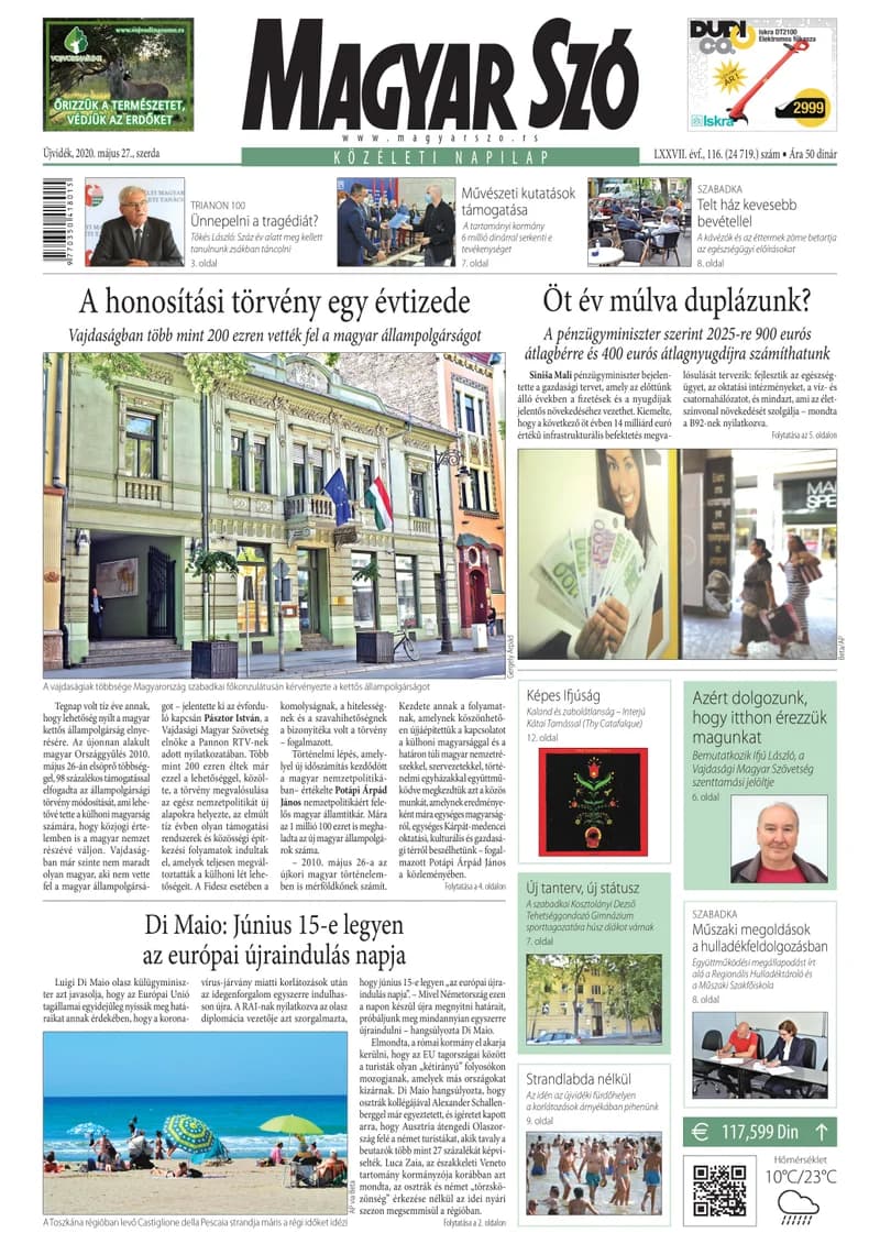 Magyar Szó, 77. évf. 2020. május 27. 116. sz. 1–16. oldal