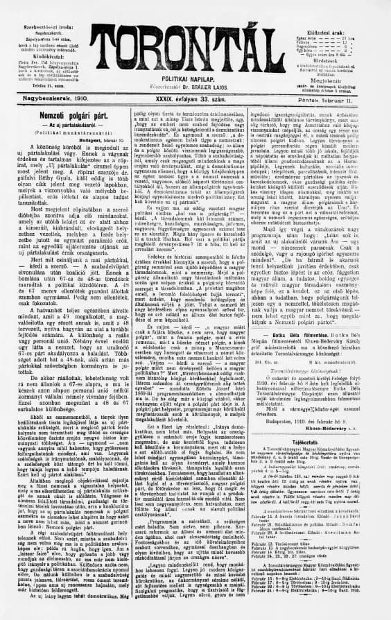 Torontál, 39. évf. 1910. február 11. 33. sz.