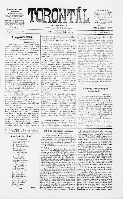 Torontál, 33. évf. 1904. augusztus 17. 187. sz.