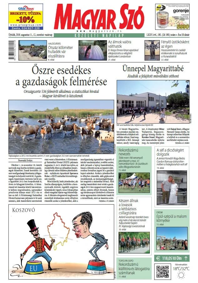Magyar Szó, 75. évf. 2018. augusztus 11. – 12. 185. sz. 1–42. oldal