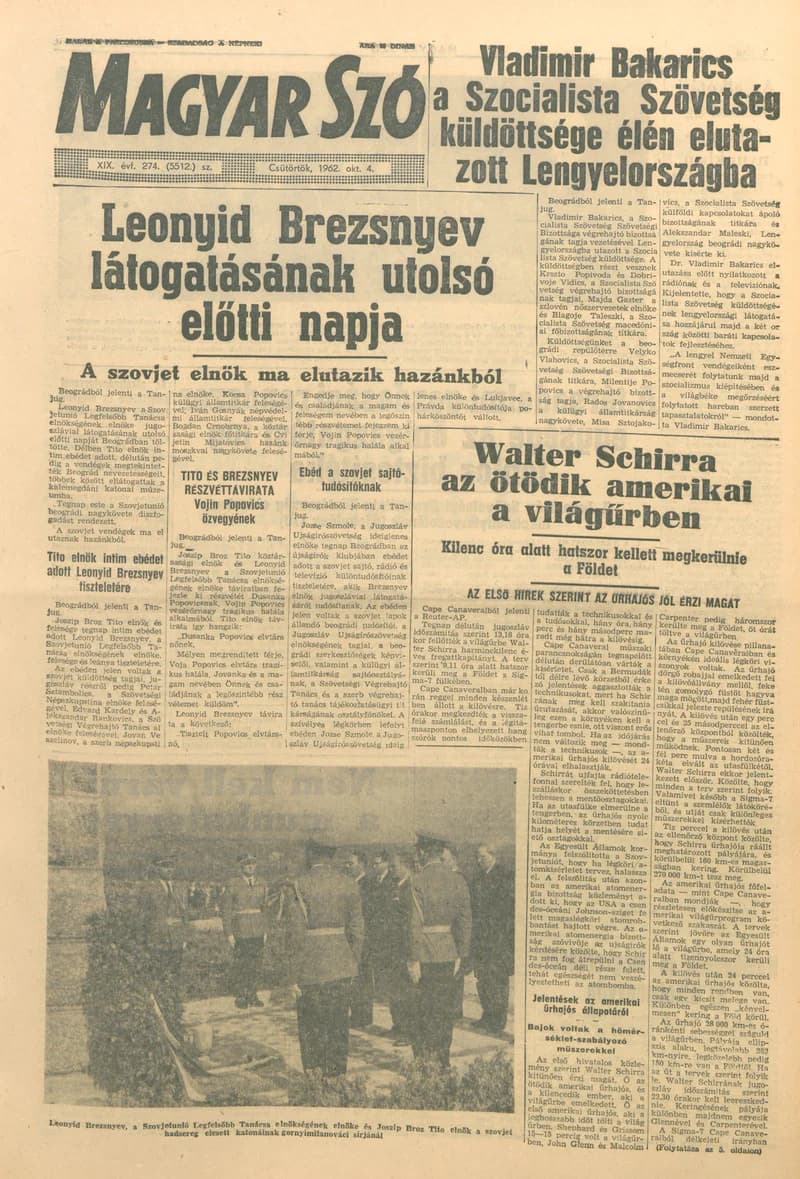 Magyar Szó, 19. évf. 1962. október 4. 274. sz.