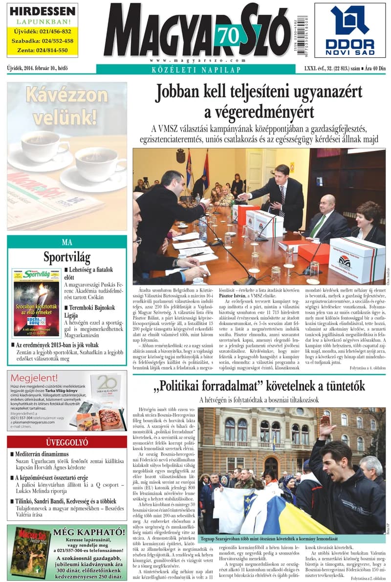 Magyar Szó, 71. évf. 2014. február 10. 32. sz. 1–16. oldal