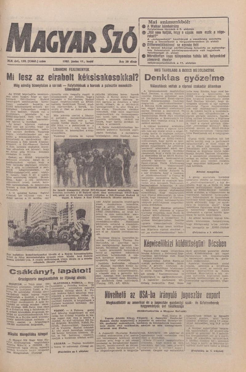 Magyar Szó, 42. évf. 1985. június 11. 158. sz. 1–20. oldal