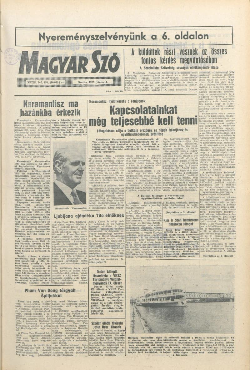 Magyar Szó, 32. évf. 1975. június 4. 151. sz.