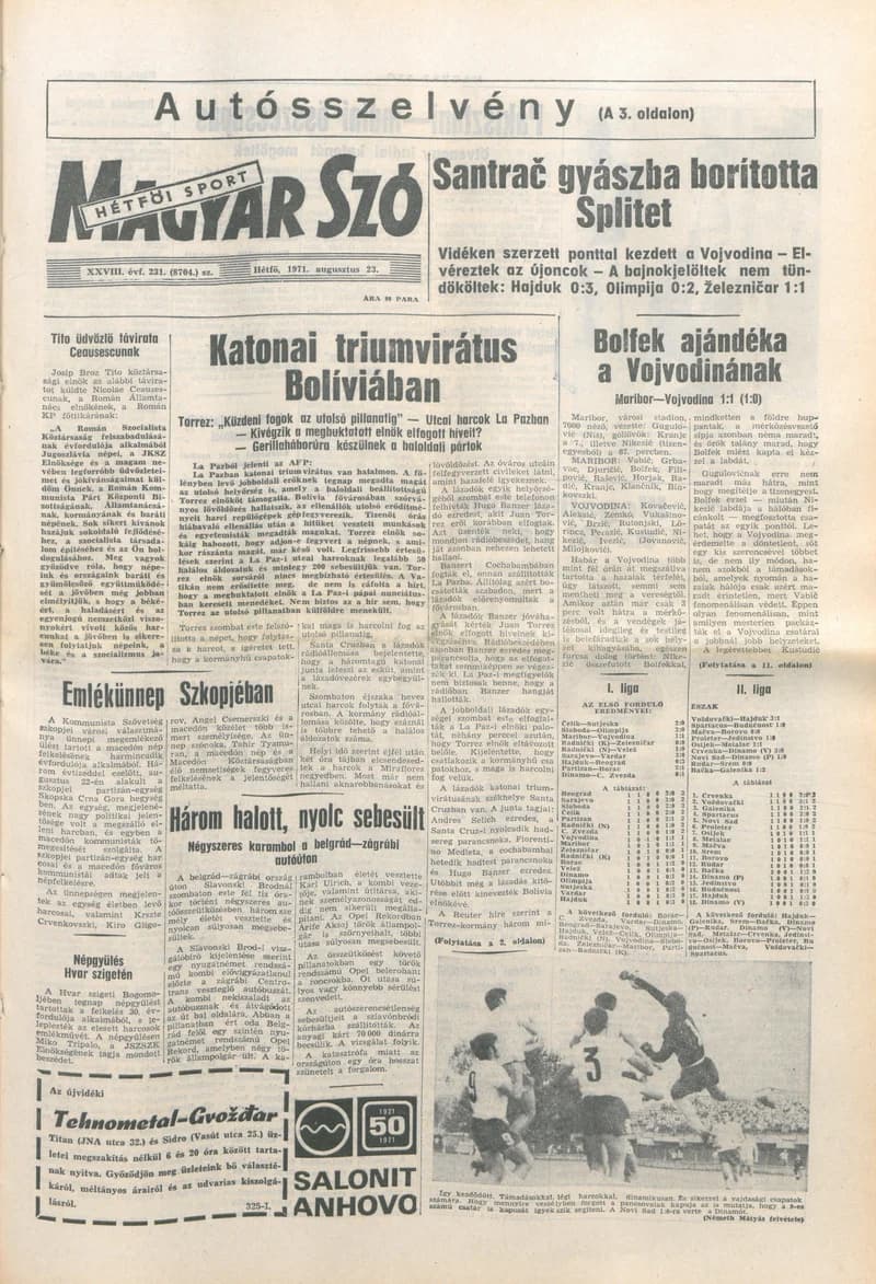 Magyar Szó, 28. évf. 1971. augusztus 23. 231. sz. 1–14. oldal