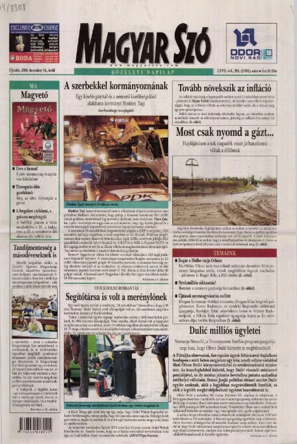 Magyar Szó, 67. évf. 2010. december 14. 292. sz. 1–20. oldal