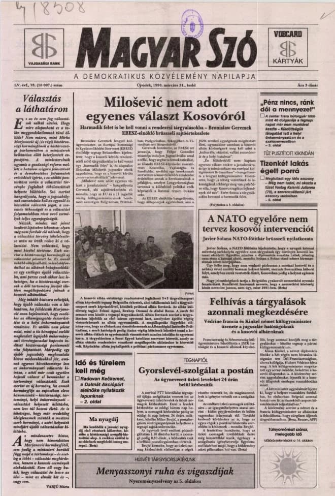 Magyar Szó, 55. évf. 1998. március 31. 78. sz. 1–16. oldal