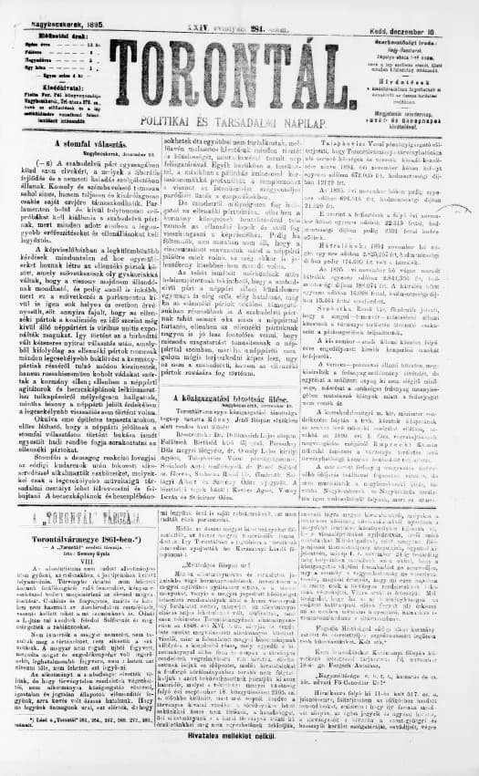 Torontál, 24. évf. 1895. december 10. 284. sz.