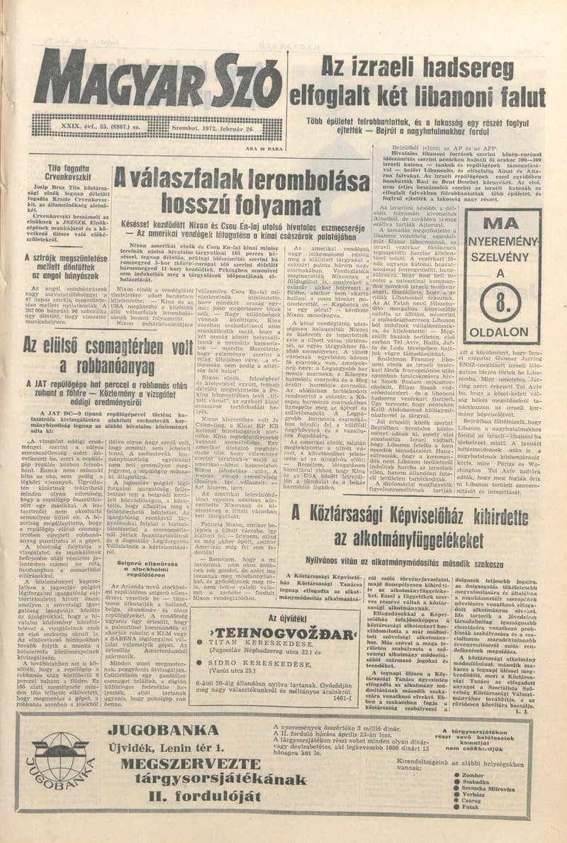 Magyar Szó, 29. évf. 1972. február 26. 55. sz. 1–20. oldal