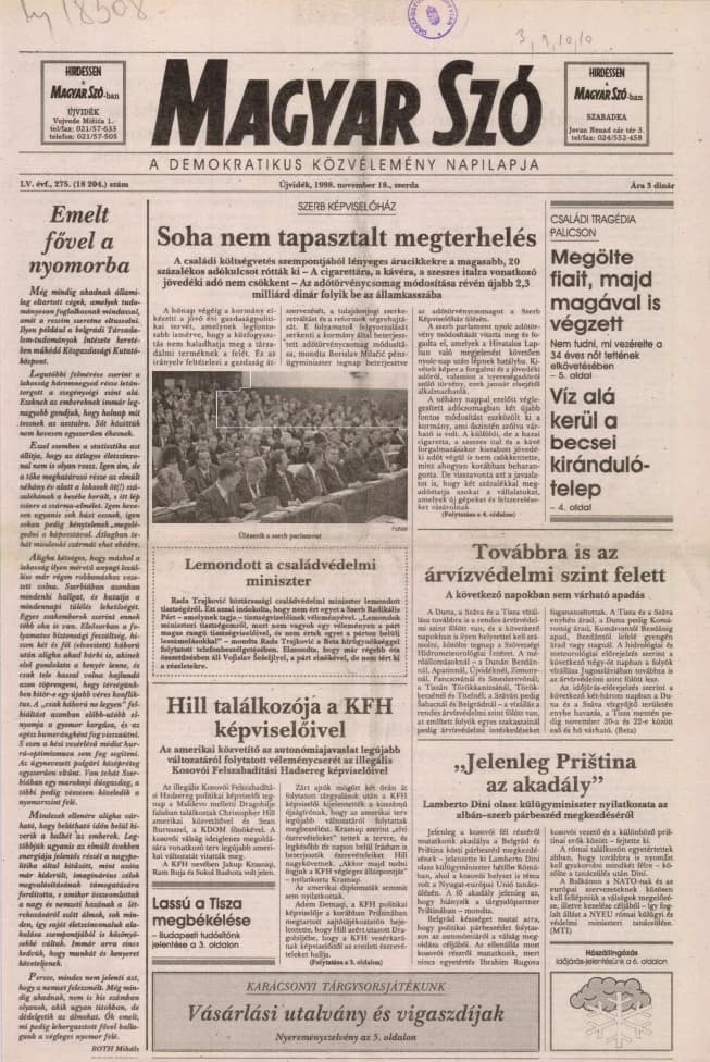 Magyar Szó, 55. évf. 1998. november 18. 275. sz. 1–16. oldal