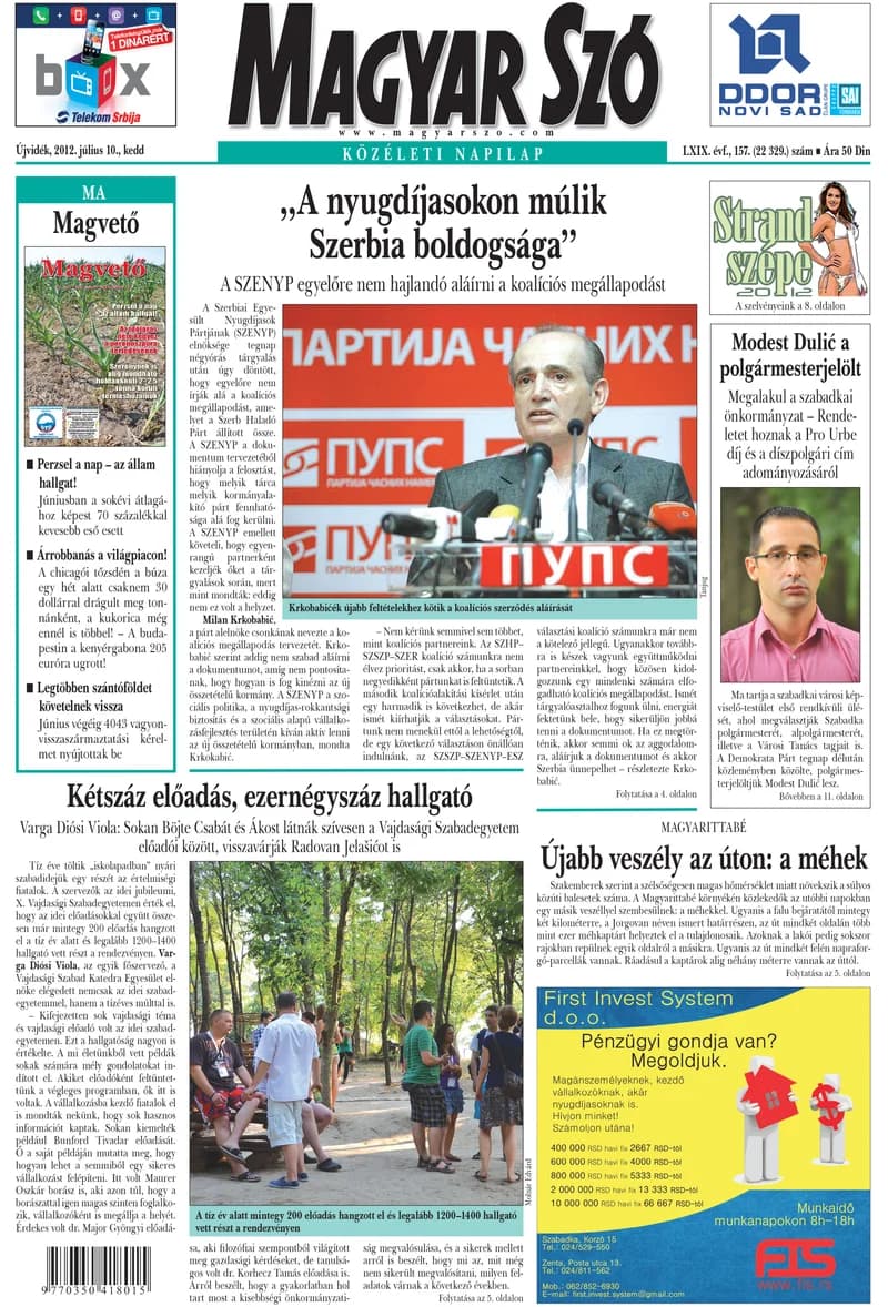 Magyar Szó, 69. évf. 2012. július 10. 157. sz. 1–20. oldal