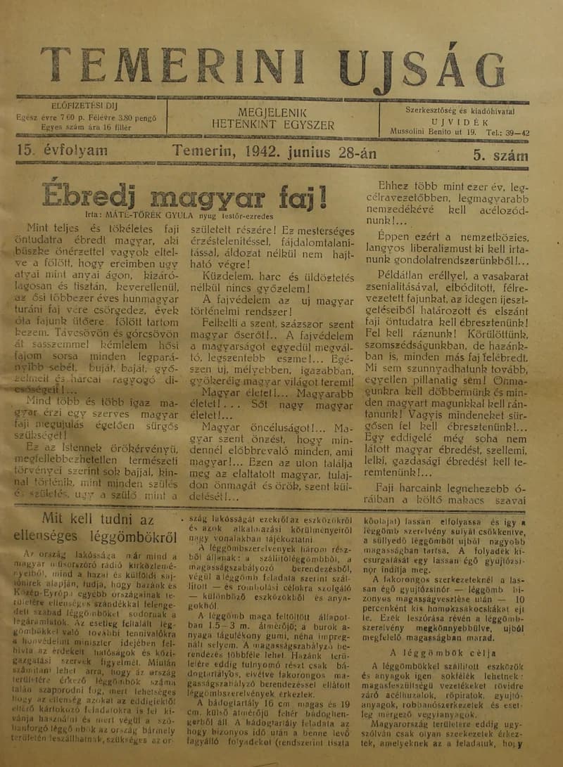Temerini Újság 1928-1944, 15. évf. 1942. június 28. 5. sz.