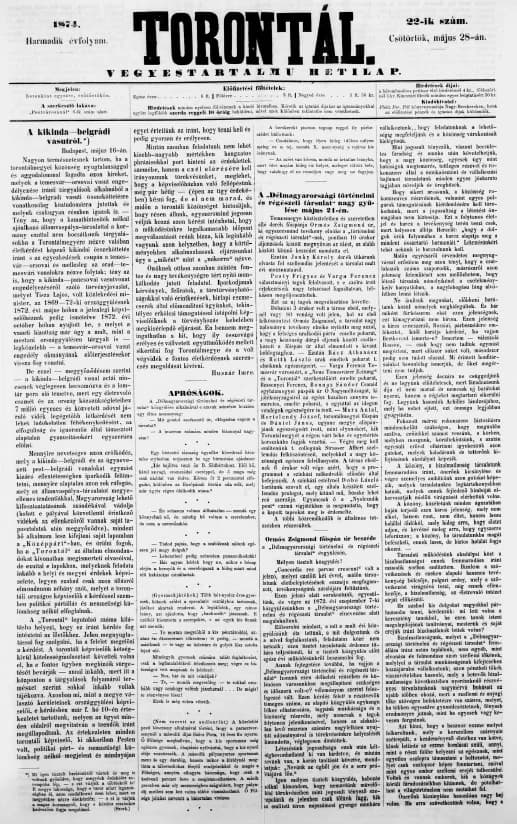 Torontál, 3. évf. 1874. május 28. 22. sz.