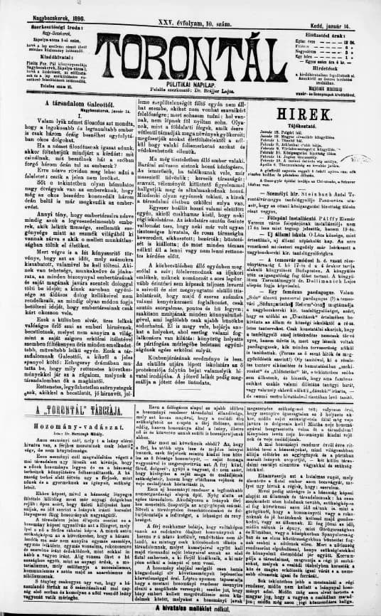 Torontál, 25. évf. 1896. január 14. 10. sz.