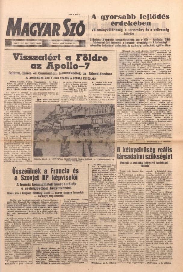 Magyar Szó, 25. évf. 1968. október 23. 293. sz. 1–16. oldal