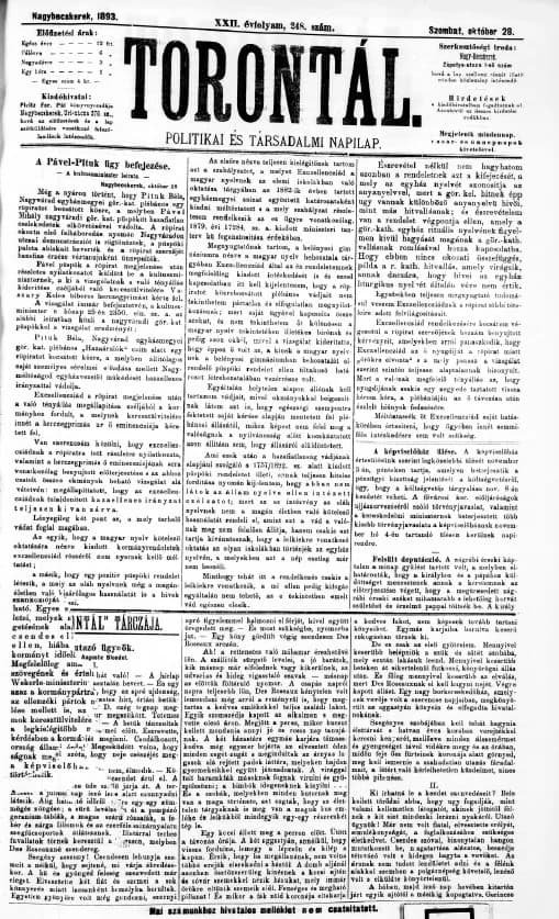 Torontál, 22. évf. 1893. október 28. 248. sz.