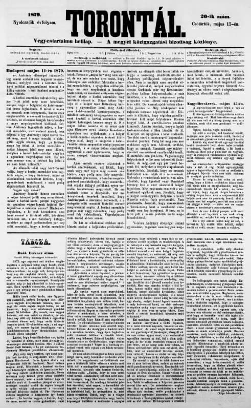 Torontál, 8. évf. 1879. május 15. 20. sz.