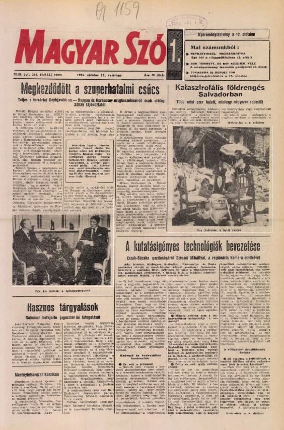 Magyar Szó, 43. évf. 1986. október 12. 281. sz. 1–28. oldal