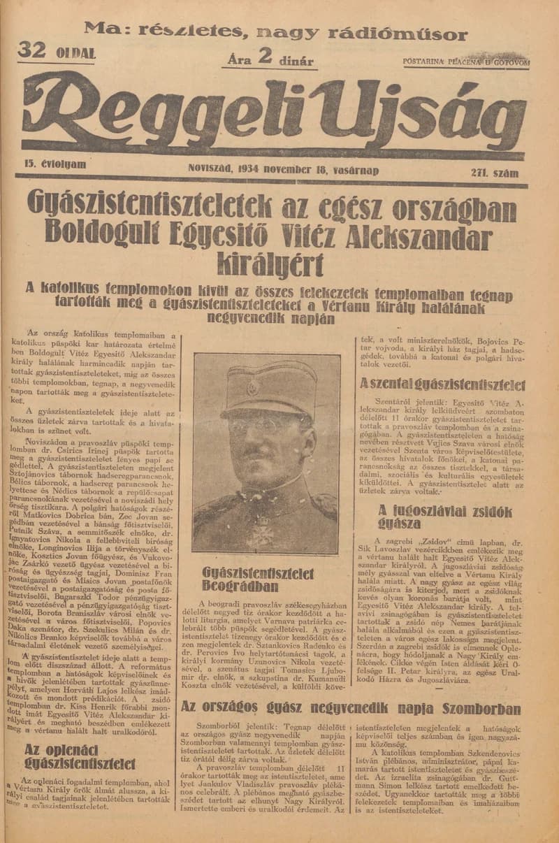 Reggeli Újság, 15. évf. 1934. november 18. 271. sz.