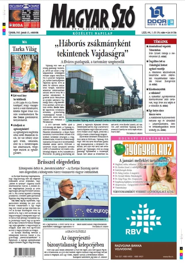 Magyar Szó, 69. évf. 2012. január 12. 7. sz. 1–20. oldal