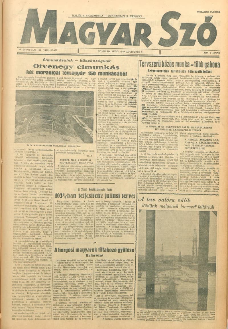 Magyar Szó, 6. évf. 1949. augusztus 9. 188. sz. 1–4. oldal