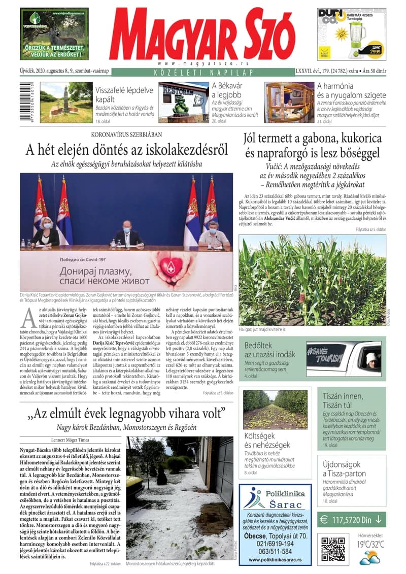Magyar Szó, 77. évf. 2020. augusztus 8. – 9. 179. sz. 1–32. oldal